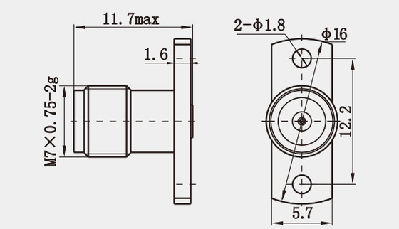 Microwave Series 1.85mm Female Two-hole Flange Stainless Steel RF Connector