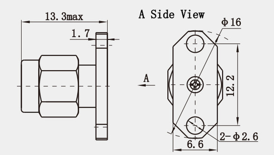 K Male 2.92mm Series Stainless Steel 2-hole Flange RF Coaxial Connector