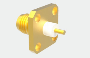 SMA Female Brass 4-hole Flange RF Coaxial Connector For Communication
