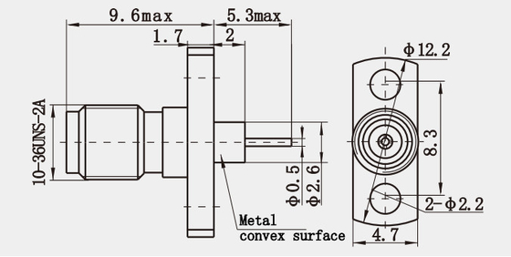 MSSM Female 2-hole Flange RF Coaxial Connector Long Micro-strip