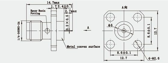 SMA Female Brass Aerospace Grade RF Coaxial Connector with Flat Microstrip
