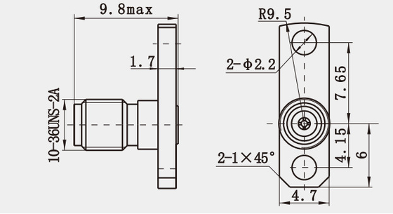 Milimeter Wave MSSM Series Female Stainless Steel RF Connector With Microstrip