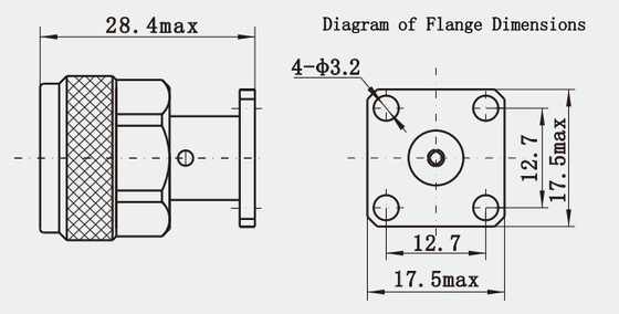 Nickel Plated N Male Flange Mounted RF Coaxial Connector With Microstrip