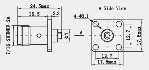TNC Female Nickel Plated 50Ohm Flange Mount Stainless Steel RF Coaxial Connector