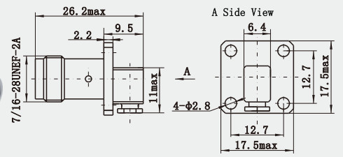 Brass TNC Right Angle 4-hole Flange Female RF Coaxial Connector For CXN3506/MF108A
