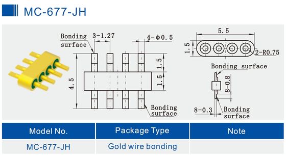 Multi-pin Gold Plated 4-Pin Header With Hermetic Connectors MC-677-JH for Glass Material 7052