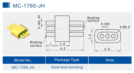 Kovar 4J29 3-Pin Header Connector Hermetic DC Straight Cut For Solder MC-1765-JH