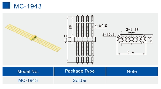4 Pin Hermetically Sealed Connectors DC Multi Pin Header Connectors With Full Radius Tip MC-1943