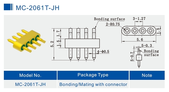 4-Pin Chamfer Glass To Metal Hermetic Seal Header With Gold Wire Bonding Surface MC-2061T-JH