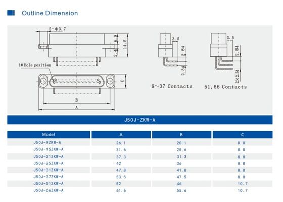 Micro Rectangle MDM D Sub 9 Pins Connector Hermetic Sockets