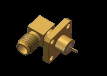 Δικαίωμα γωνίας SSMA Jack Female RF Coaxial Connector 4 τρύπες Flange Mount με μικροστοιχείο Flat για τηλεπικοινωνίες