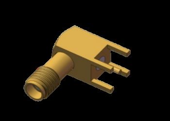 Δικαίωμα γωνίας SSMA / Mini SMA Γυναίκα / Jack RF Coax Connector 4 Leg Through Hole Solder PCB Μέχρι 18GHz