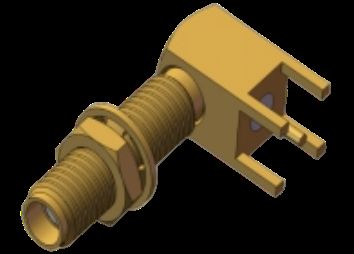 RA Bulkhead SSMA / Mini SMA Female / Jack RF Coax Connector 4 Leg Through Hole Solder PCB έως και 18GHz