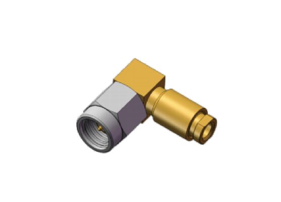 50Ω 18GHz Μίνι SMA αρσενικό δεξιά γωνία SSMA RF κοαξιώδης σύνδεσμος με επιχρυσωμένους αγωγούς