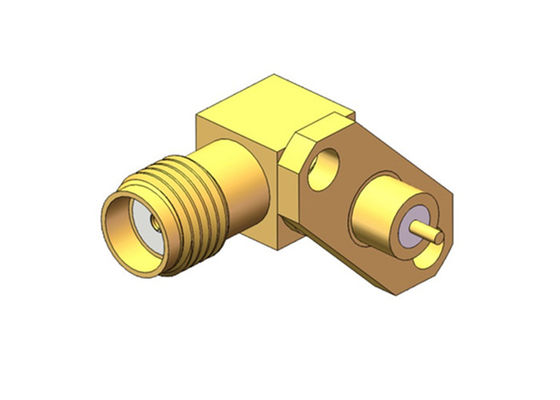 Επίχρυσο 1.3VSWR SMA RF Connector Ορθή γωνία SMA Θηλυκό 50Ohm